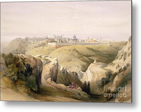 The Holy Land Metal Print featuring the painting Jerusalem from the Mount of Olives by David Roberts