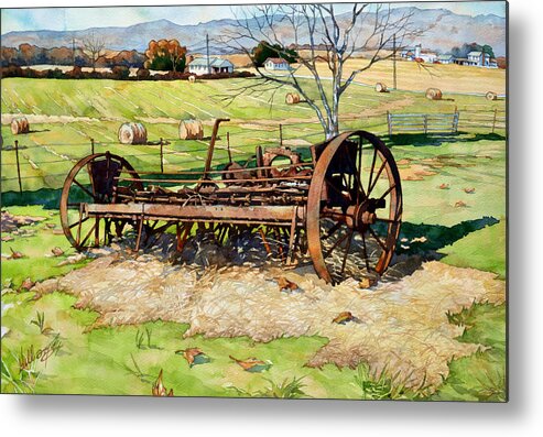 Watercolor Metal Print featuring the painting Joy of Rust by Mick Williams