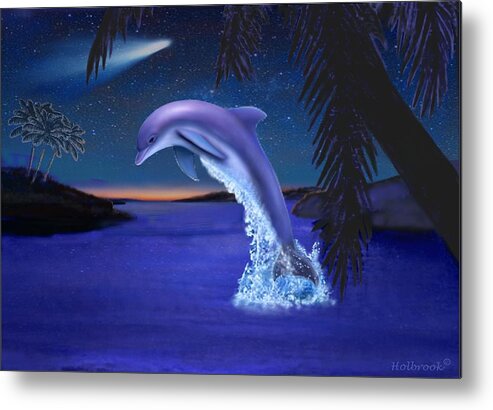 Dolphin Art Metal Print featuring the digital art Jumping For Joy by Glenn Holbrook
