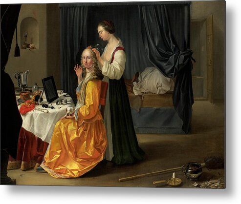 Lady Metal Print featuring the painting Lady at her Toilet by Netherlandish School