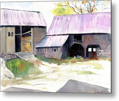 Vermont Metal Print featuring the painting Landgrove Barns by Amanda Amend