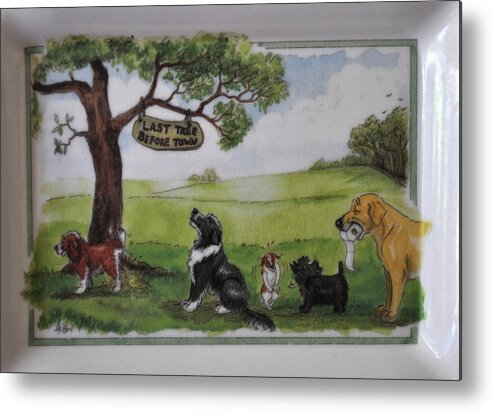 Animals Metal Print featuring the photograph Last Tree Dogs Waiting In Line by Jay Milo