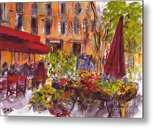 Painting Metal Print featuring the painting Le Marche Aix en Provence by Jackie Sherwood