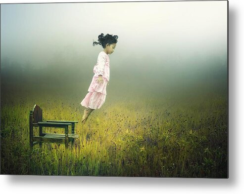 Chair Metal Print featuring the photograph Learn To Fly by Pink Sword