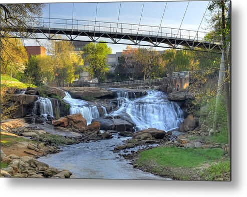 Urban Art Metal Print featuring the photograph Liberty Bridge In Downtown Greenville SC Falls Park by Willie Harper