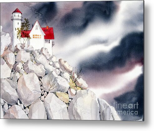 Lighthouse Metal Print featuring the painting Lighthouse by Teresa Ascone