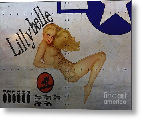 Noseart Metal Print featuring the painting Lillybelle Nose Art by Cinema Photography