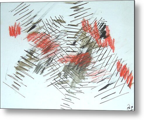 Abstract Metal Print featuring the painting Lines in Movement by Esther Newman-Cohen