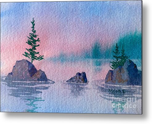 Little Trees Metal Print featuring the painting Little Trees by Teresa Ascone