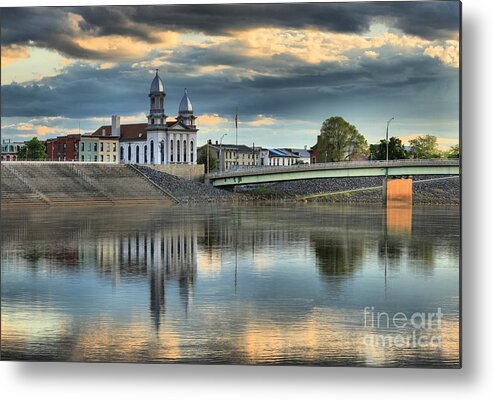 Lock Haven Court House Metal Print featuring the photograph Lock Haven Clock Tower Reflections by Adam Jewell