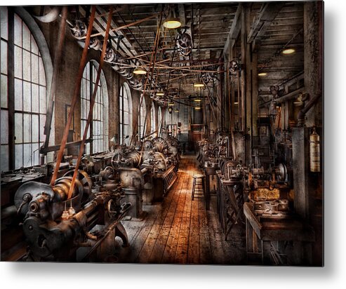 Machinist Metal Print featuring the photograph Machinist - A fully functioning machine shop by Mike Savad