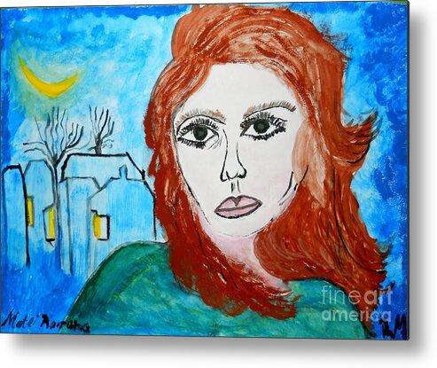 Girl Metal Print featuring the painting Magnetic Eyes by Ramona Matei