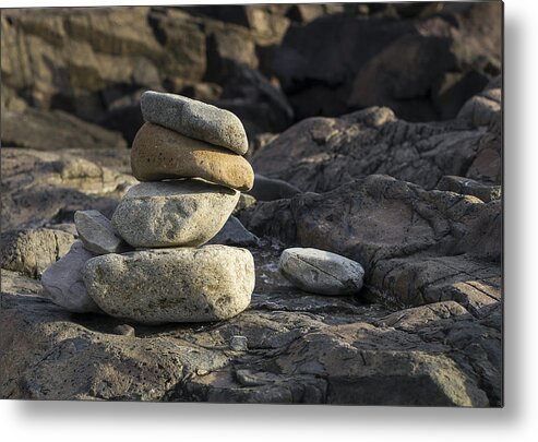 Atlantic Metal Print featuring the photograph Marginal Way Cairn - York - Maine by Steven Ralser