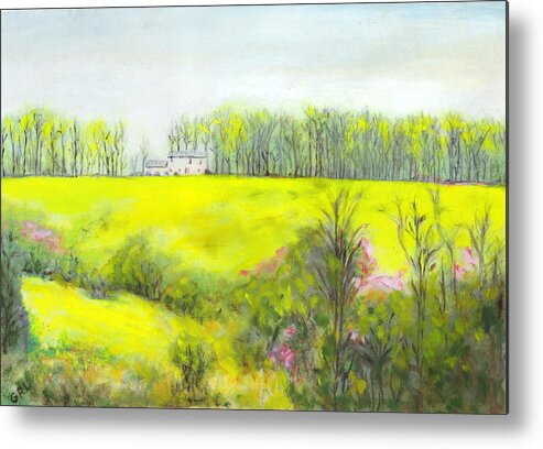 Maryland Metal Print featuring the painting Maryland Landscape Springtime Rt40 East Original Painting by G Linsenmayer