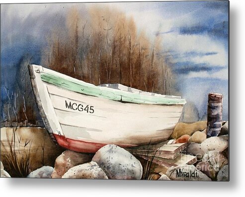 Wooden Boat Metal Print featuring the painting Mcg45 by Gerald Miraldi