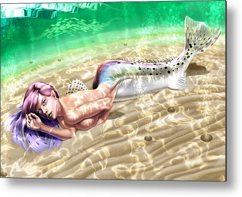 Mermaid Metal Print featuring the painting Mermaid - Speckled Trout by Hayden Hammond