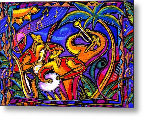 Jazz Paintings Paintings Metal Print featuring the painting Latin Music by Leon Zernitsky