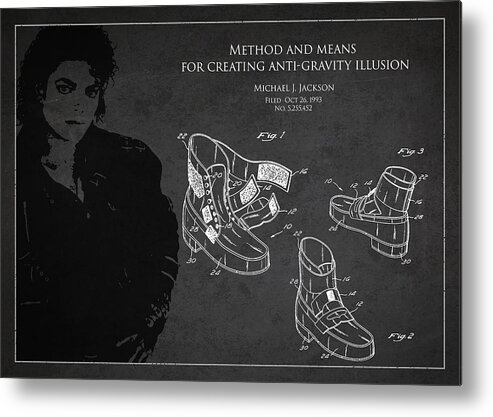 Michael Jackson Metal Print featuring the digital art Michael Jackson Patent by Aged Pixel