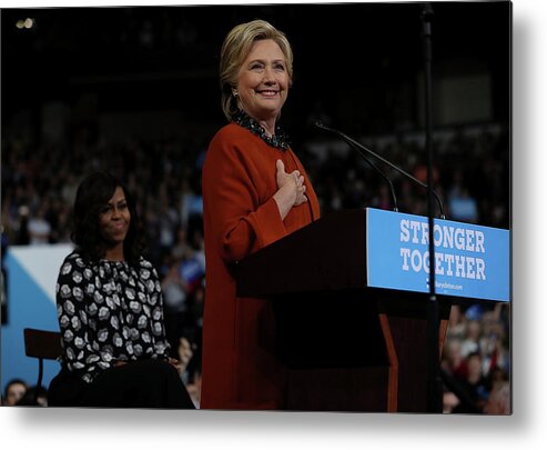 Nominee Metal Print featuring the photograph Michelle Obama Campaigns With Hillary by Justin Sullivan
