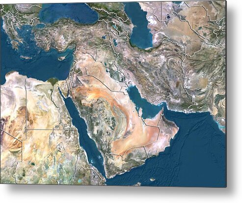 2012 Metal Print featuring the photograph Middle East, satellite image by Science Photo Library
