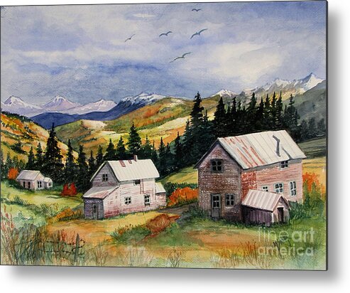 Old Mining Town Metal Print featuring the painting Mining Days Over by Marilyn Smith