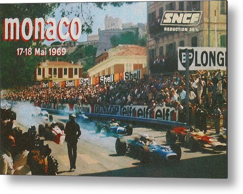 Monaco Grand Prix Metal Print featuring the digital art Monaco 1969 by Georgia Fowler