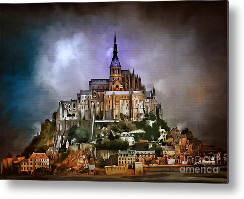 Mont Saint Michel Metal Print featuring the digital art Mont Saint Michel  by Andrzej Szczerski
