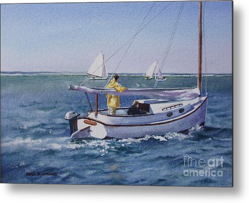Sailboats Metal Print featuring the painting Nantucket Sound Catboat by Karol Wyckoff