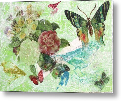 Butterfly Metal Print featuring the mixed media Nature 6 by Dawn Boswell Burke