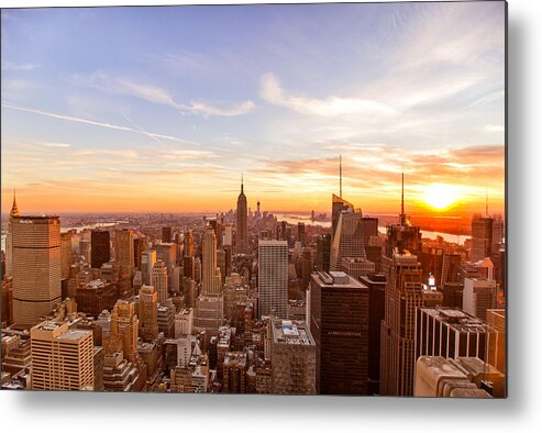 Nyc Metal Print featuring the photograph New York City - Sunset Skyline by Vivienne Gucwa