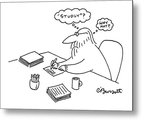 (letter Writer Metal Print featuring the drawing New Yorker December 23rd, 1996 by Charles Barsotti