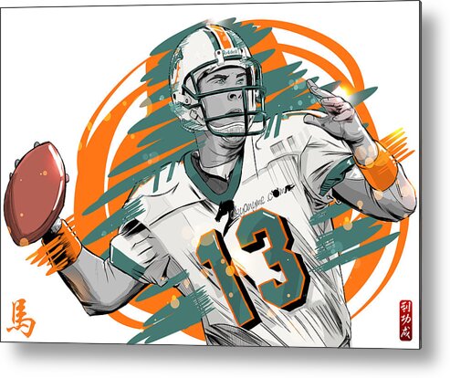 Dan Marino Metal Print featuring the digital art NFL Legends Dan Marino Miami Dolphins by Akyanyme