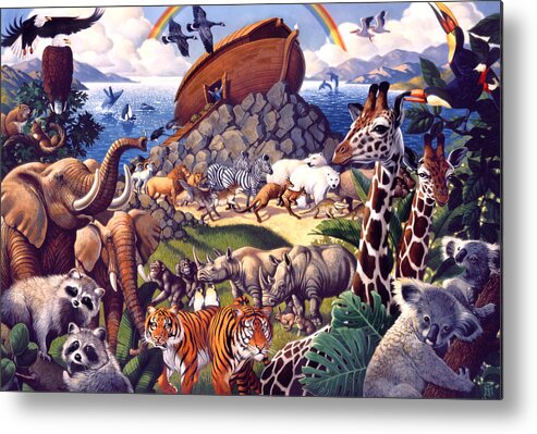 Biblical Metal Print featuring the painting Noah's Ark by Mia Tavonatti