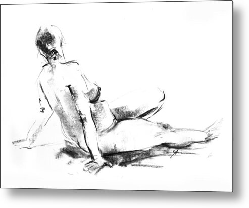 Nude Metal Print featuring the drawing Nude 011 by Ani Gallery