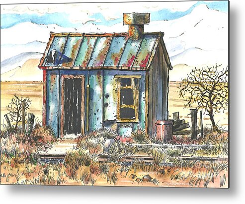 Paintings Metal Print featuring the painting Old Railroad Utility Shack by Terry Banderas