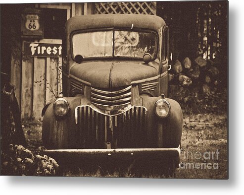 Parked Truck Metal Print featuring the photograph Old Times by Alana Ranney
