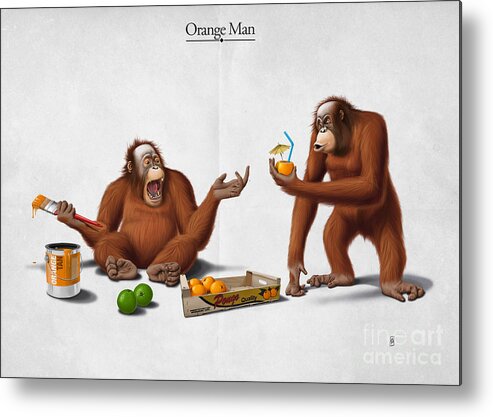 Illustration Metal Print featuring the mixed media Orange Man by Rob Snow