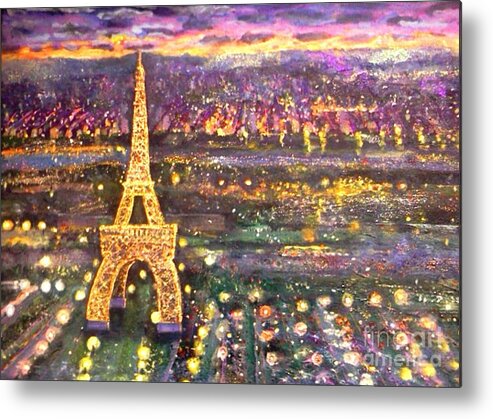 Painting Metal Print featuring the mixed media Paris City of Lights by Rita Brown