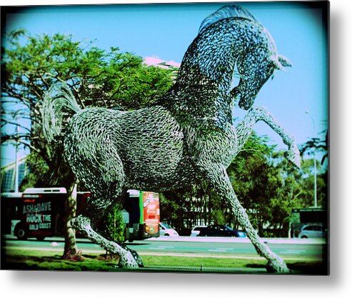Winter Metal Print featuring the digital art Park Horse 11 by Janice OConnor