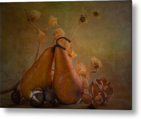 Still Life Metal Print featuring the photograph Pear still life by Carolyn D'Alessandro