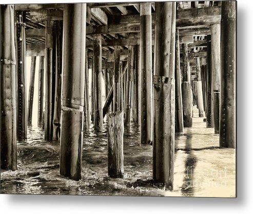 Boardwalk Metal Print featuring the photograph Peeking Under the Pier By Diana Sainz by Diana Raquel Sainz