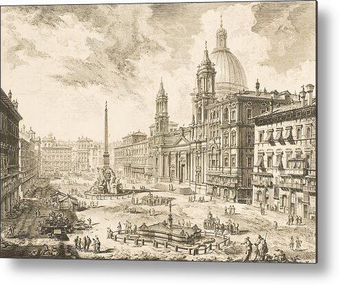 Piazza Navona Metal Print featuring the drawing Piazza Navona by Giovanni Battista Piranesi