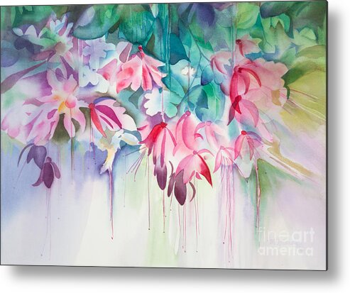 Pink Flowers Metal Print featuring the painting Pink Flowers Watercolor by Michelle Constantine