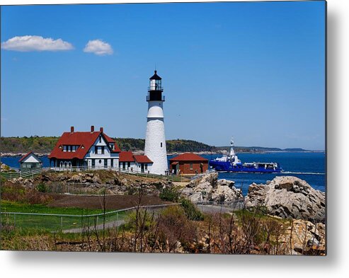 Portland Head Lighthouse Metal Print featuring the photograph Portland Head Lighthouse by Georgia Clare