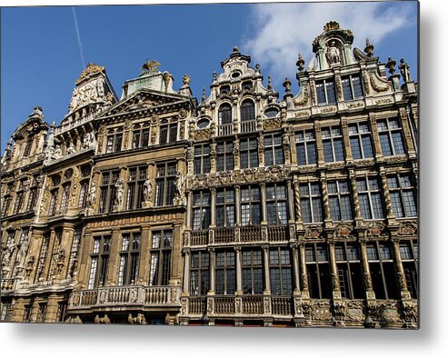 Georgia Mizuleva Metal Print featuring the photograph Postcard from Brussels - Grand Place Elegant Facades by Georgia Mizuleva