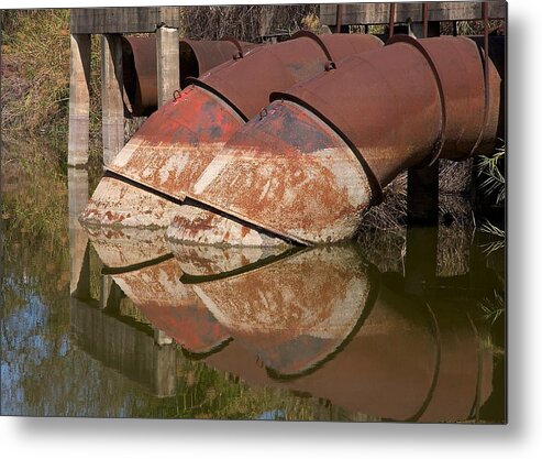 Water Metal Print featuring the photograph Pumphouse Intake Pipes by Stuart Litoff