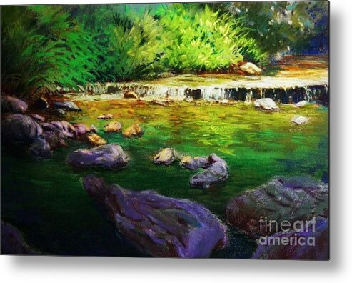 Water Landscape Metal Print featuring the painting Quiet creek by Celine K Yong
