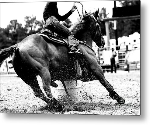 Horse Metal Print featuring the photograph Racing the Barrels by Lincoln Rogers