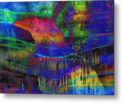 Rainbow Metal Print featuring the digital art Rainbow Raven by Mimulux Patricia No