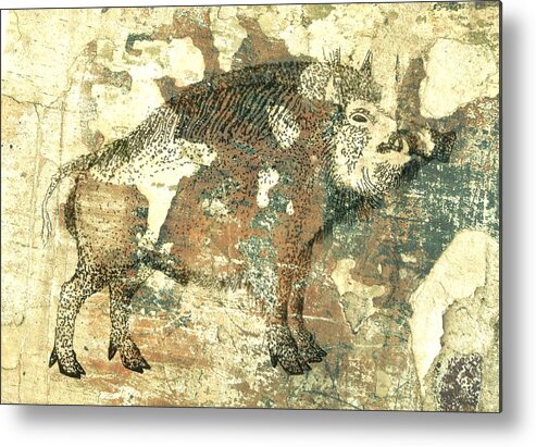 Razorback Metal Print featuring the drawing Cave Painting 4 by Larry Campbell